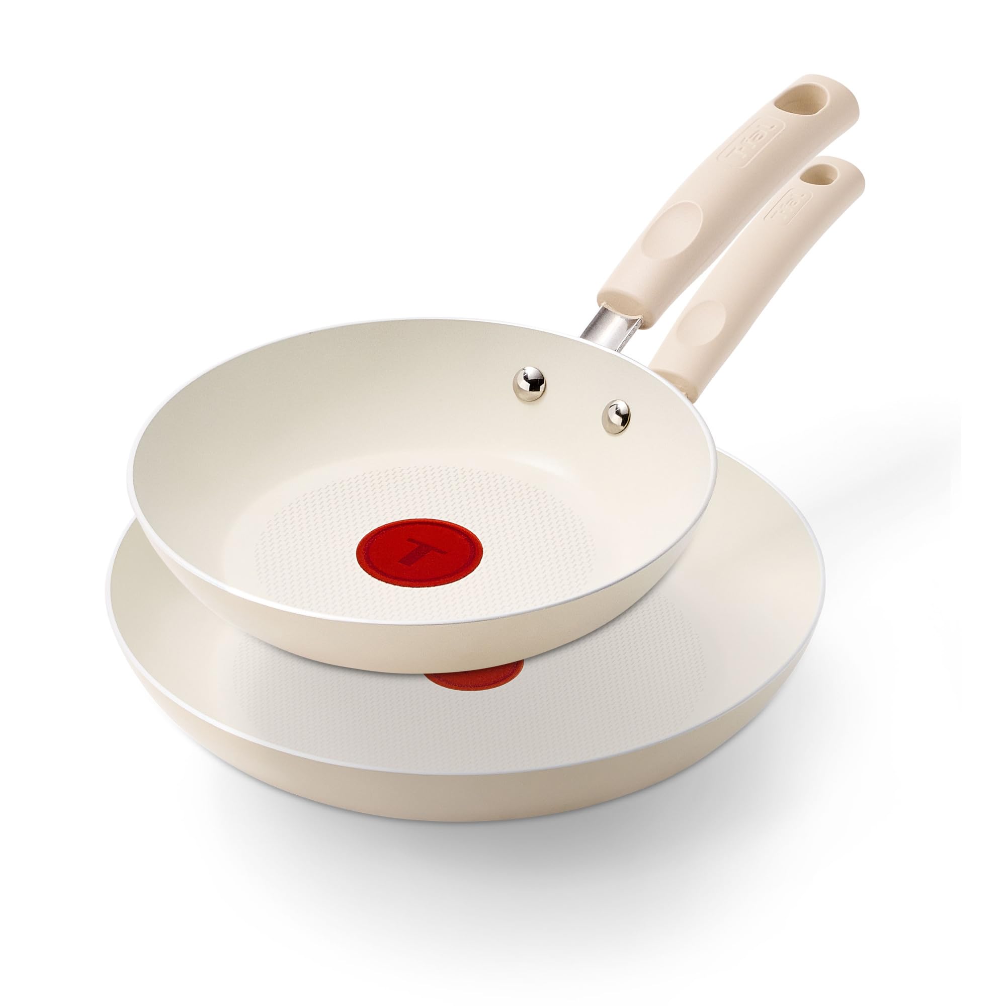 T-FAL Signature Nonstick Frying Pan Skillet Set, 8 in and 10 in, Cream