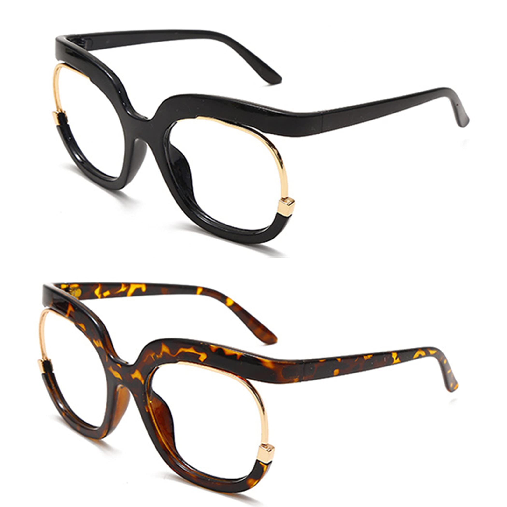 bullabulling 2 Packs of Blue Light Blocking Reading Glasses Men Women Oversized Round Frame Fashion Computer Glasses Readers