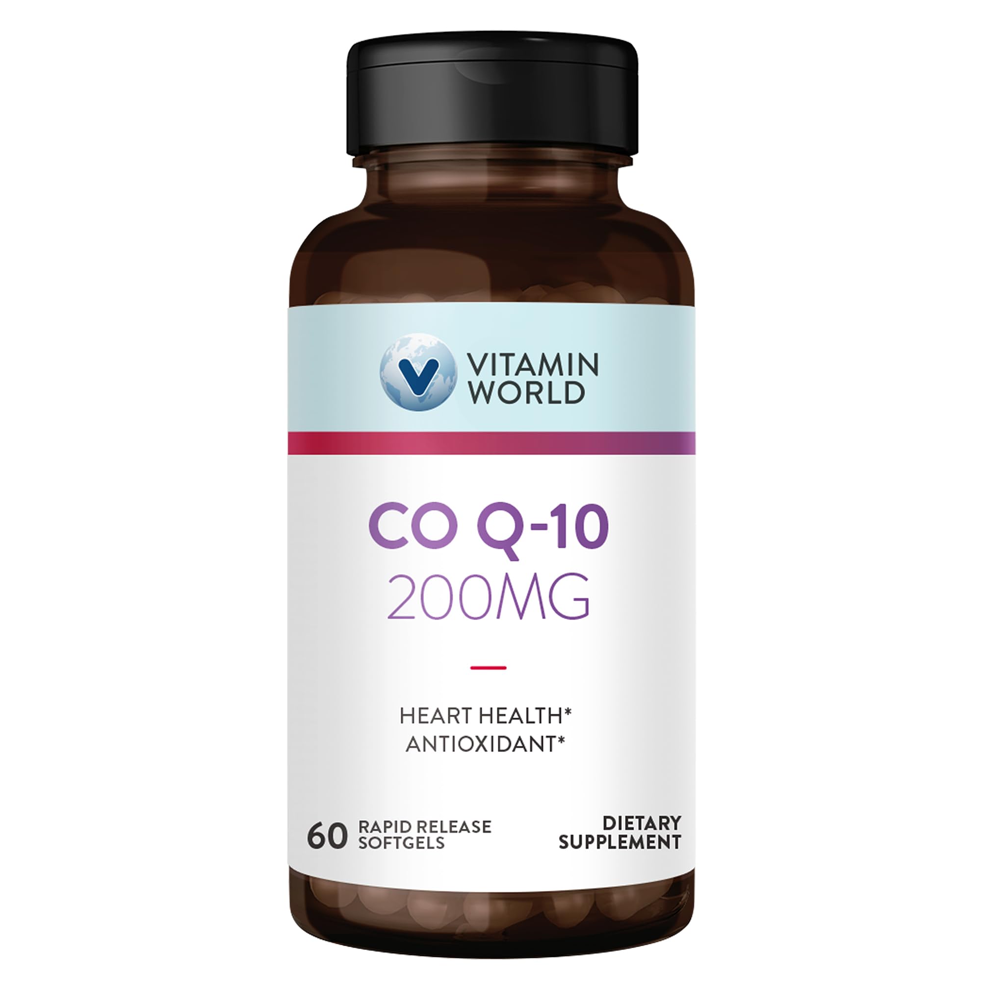 Vitamin World CoQ10 200 mg Softgels, 60 Rapid Release Softgels 60 Count (Pack of 1)
