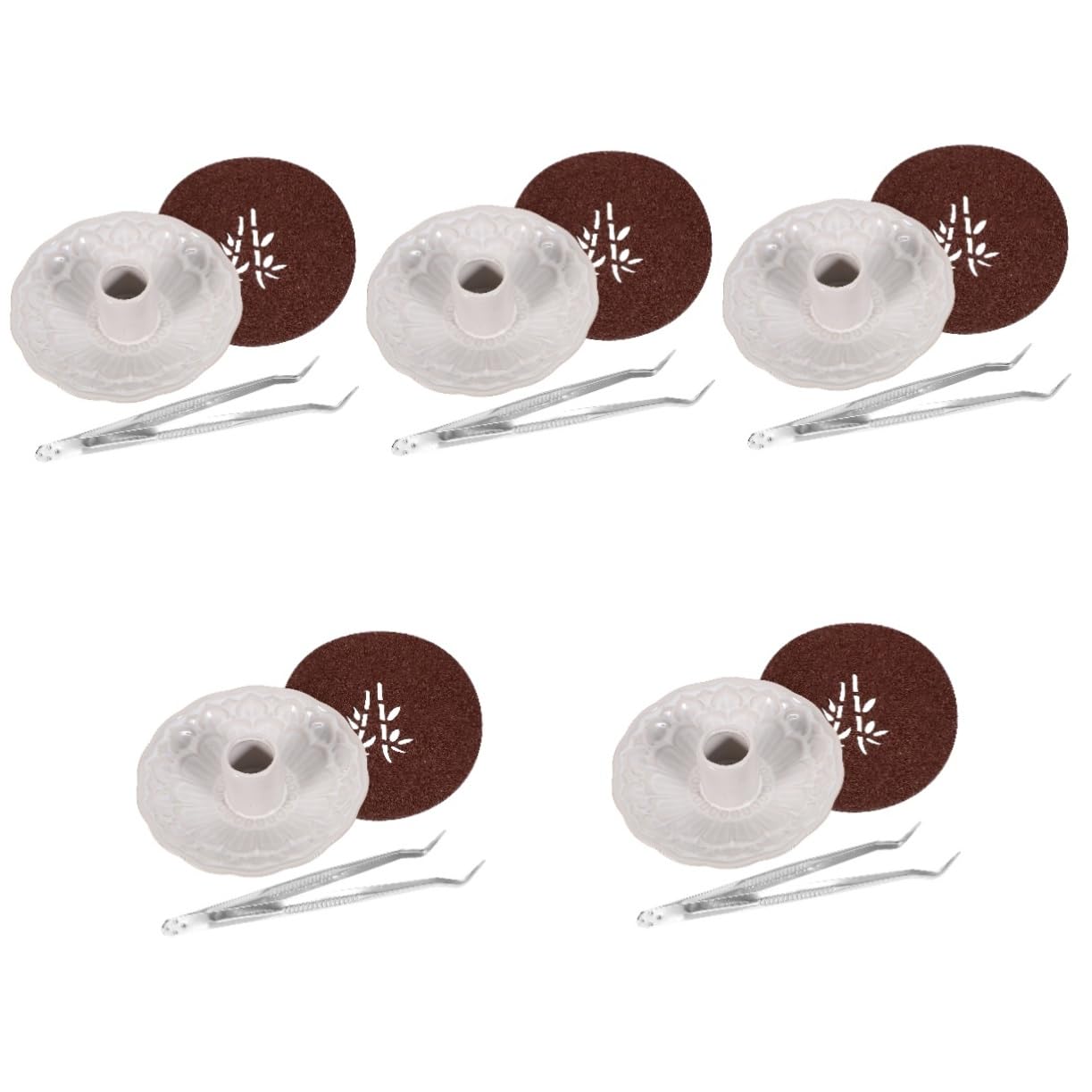 Cabilock 5 Sätze Räucherstäbchen Halter aus Holz und Keramik für Meditation und Aromatherapie Design für Wohnzimmer Schlafzimmer und Yoga Pinzette und Unterlage