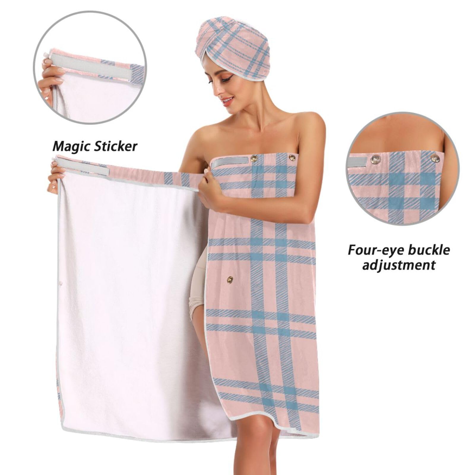 Lot de 3 serviettes pour femme - Fermeture réglable - Séchage rapide - Pour (utilisateur) (scénario), peignoir + séchage des cheveux + bandeau