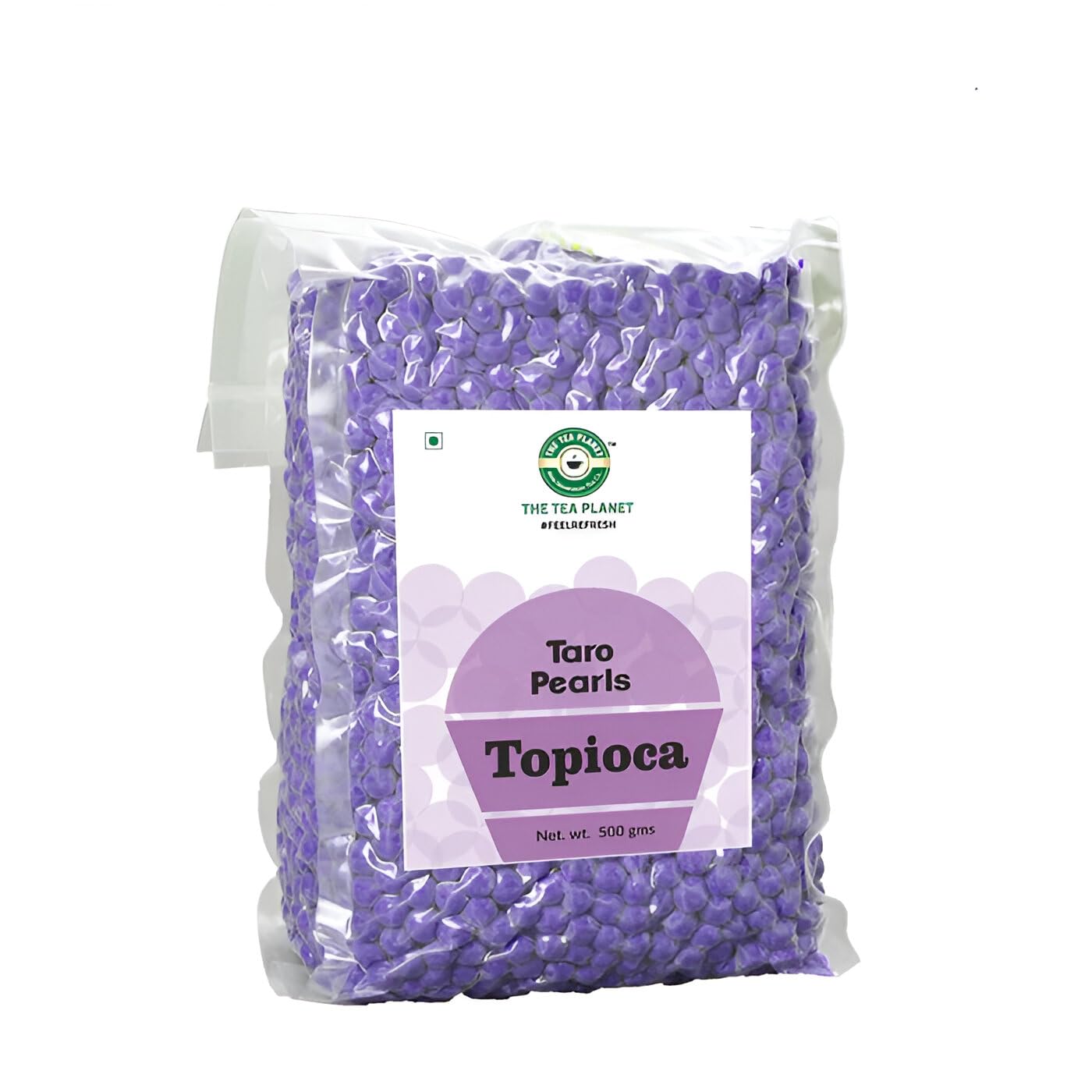 Tea Planet Tapioca Pearls – Taro Flavored Boba – 500g | Instant-Ready Chewy Pearls for Bubble Tea, Milk Tea, Smoothies, Mocktails, Ice Cream & Desserts | Vegan-Friendly, Non-GMO & Easy to Prepare for Café & Home Use (500gms, Taro)