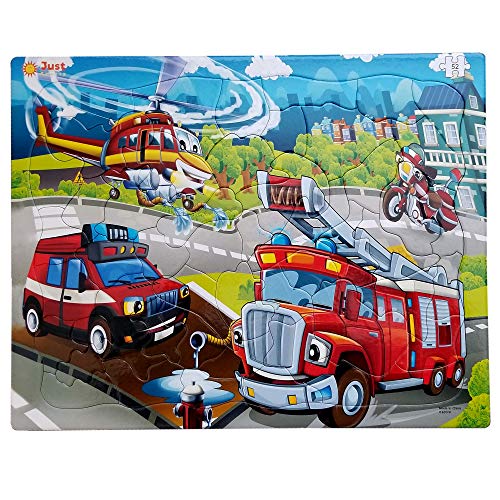 Just Smarty Jigsaw Puzzle Firefighter 52 Pieces for Kids Ages 4, 5, 6, 7 Year Old with Fun Shapes and Tray. Fun Learning Educational Toy for Boys Girls in Kindergarten, First Grade, Second Grade