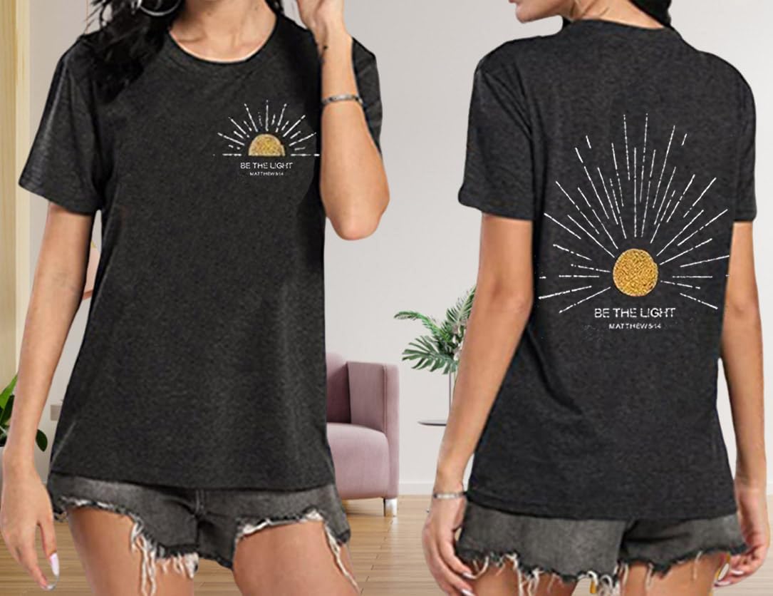 Moon and Sun Shirts Women Vintage Graphic Tshirt Mountain Hiking Short Sleeve Vacation T-Shirt Tops - Image 2