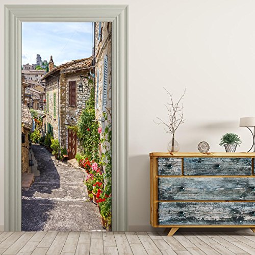 Türtapete selbstklebend TürPoster - ITALIENISCHE GASSE TOSKANA - Fototapete Türfolie Poster Tapete Türtapete selbstklebend TürPoster - ITALIENISCHE GASSE TOSKANA - Fototapete Türfolie Poster Tapete