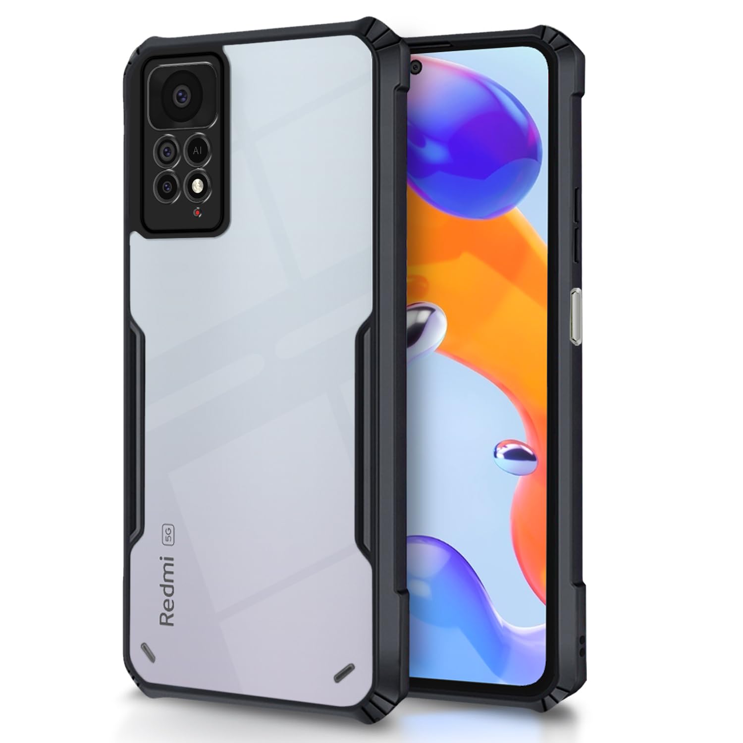 Pikkme Redmi Note 11 Pro/Note 11 Pro Plus 5G Back Cover | Crystal Clear Transparent Back | Ultra Hybrid | Full Camera Protection | Raised Edge | Bumper Back Case (Black) (B0CFHNBB6Y) Amazon Price History, Amazon Price Tracker