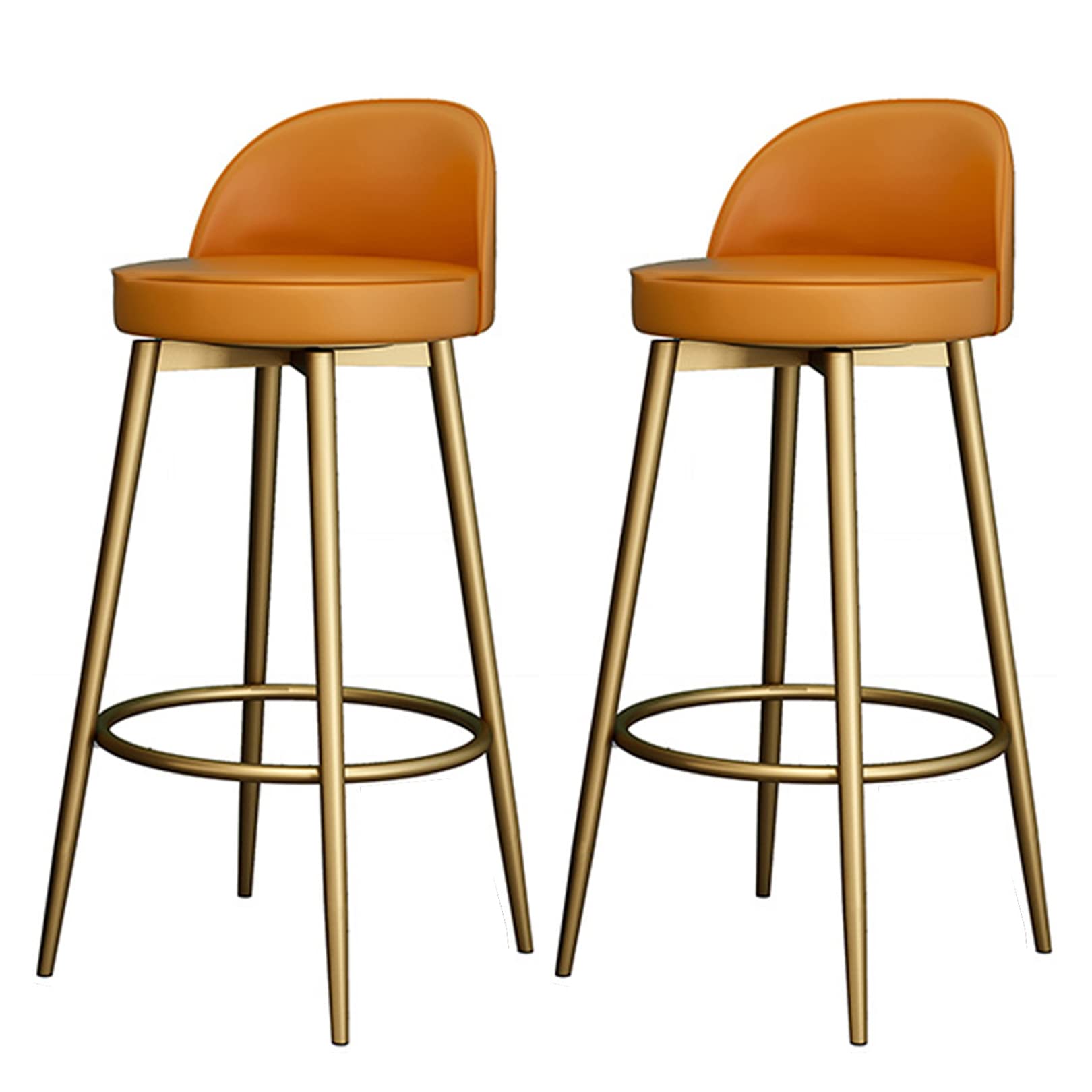 Tabouret de bar de cuisine pivotant orange lot de 2 chaises hautes