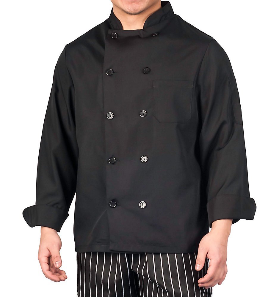 KNG Abrigo de chef ligero de manga larga color negro, talla 3XL