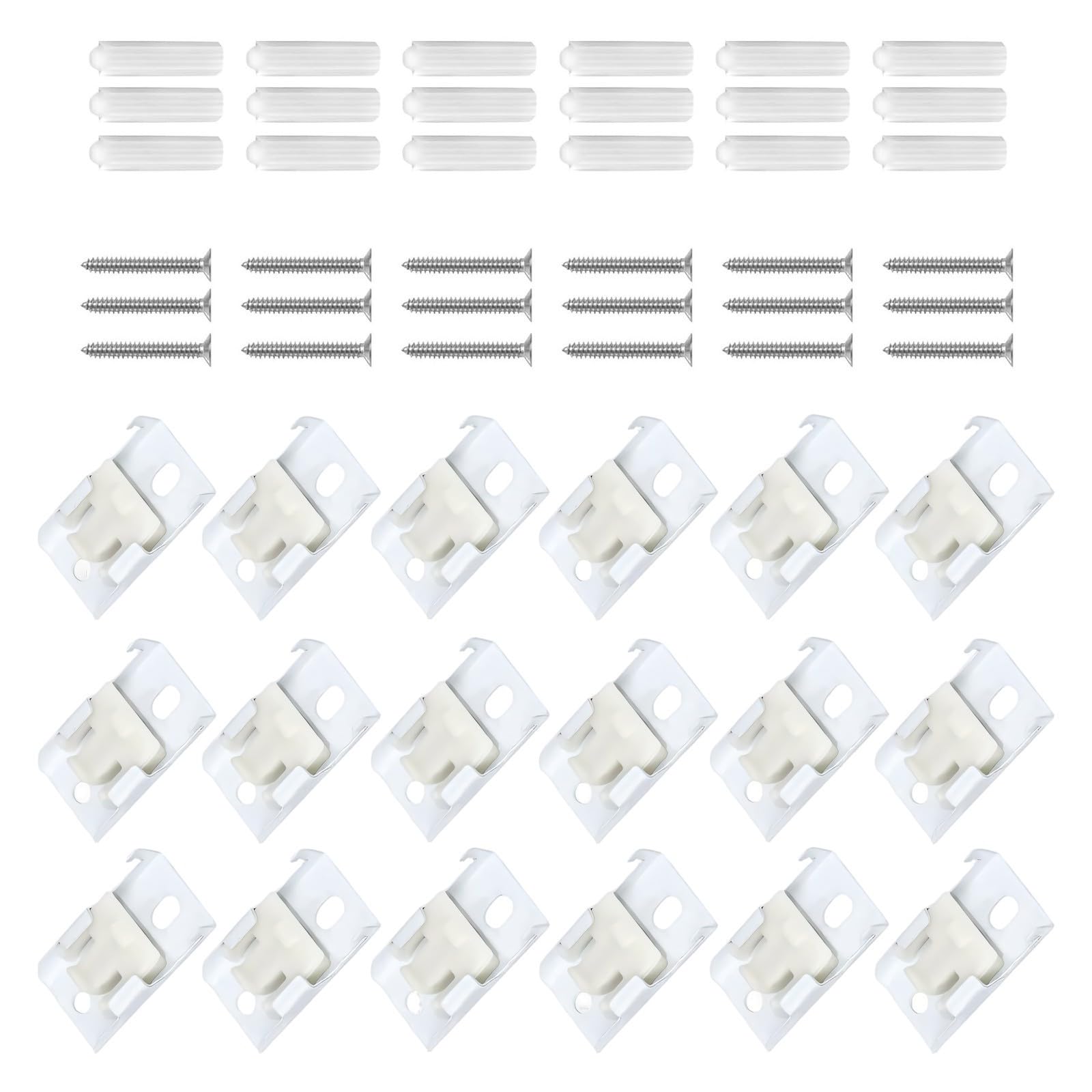 18Pcs Curtain Track Mounting Bracket Replacement Strong Curtain Fastening Accessories with Screws Enduring Track Top Mounting Hardware