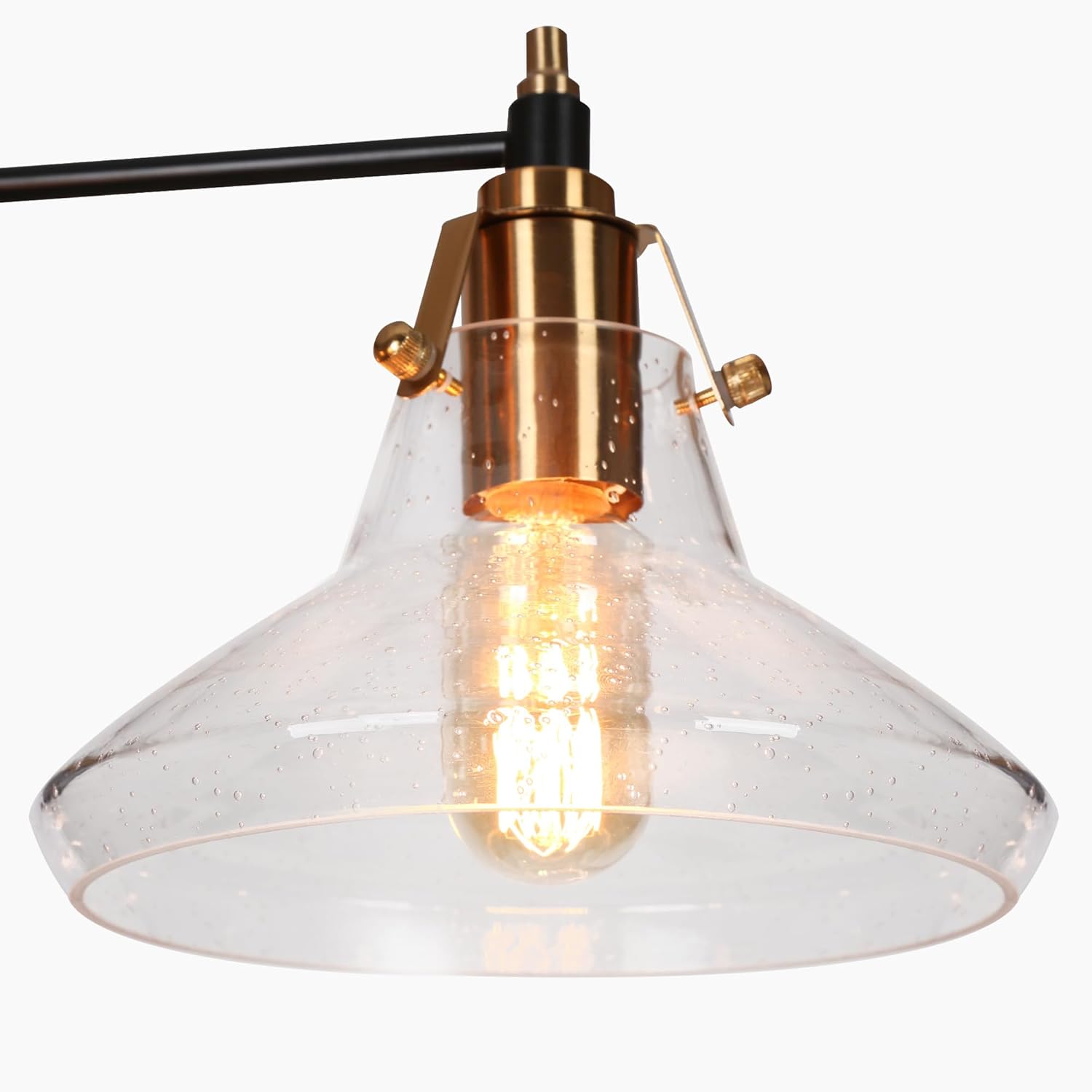 KSANA Black and Gold Chandelier, Modern 5-Light Large Hanging Chandelier Light Fixture with Seeded Glass Shade for Dining Room, Kitchen Island and Living Room