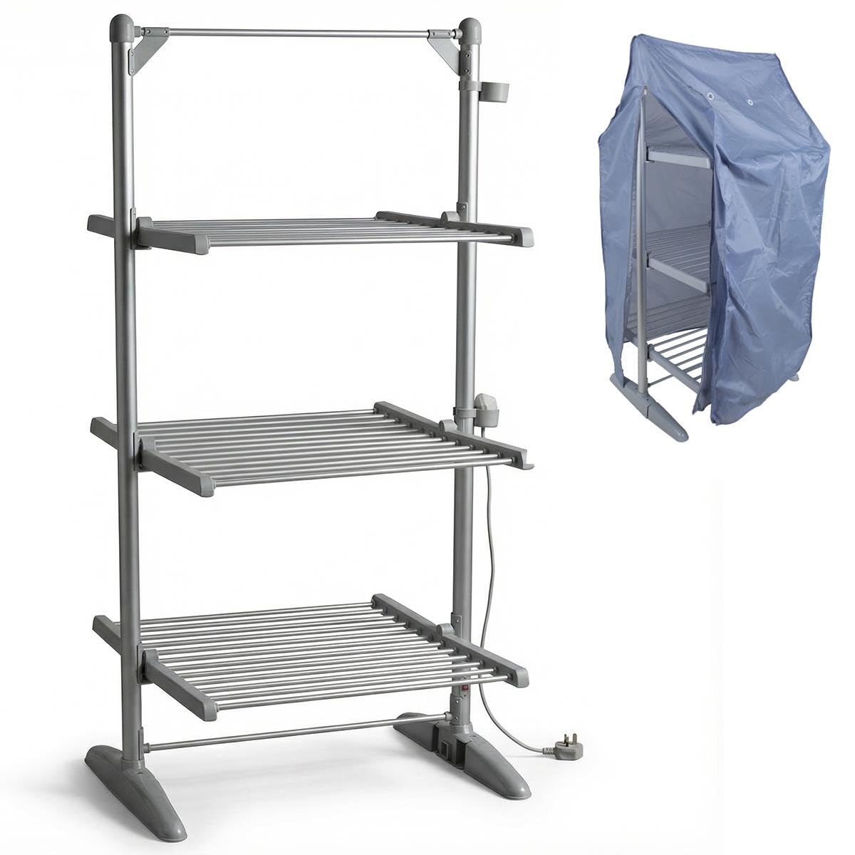 House Of Home XL 3 Tier Heated Clothes Airer And Drying Cover With 24 Bars – Energy Efficient Indoor Laundry Dryer Lightweight Aluminium Foldable