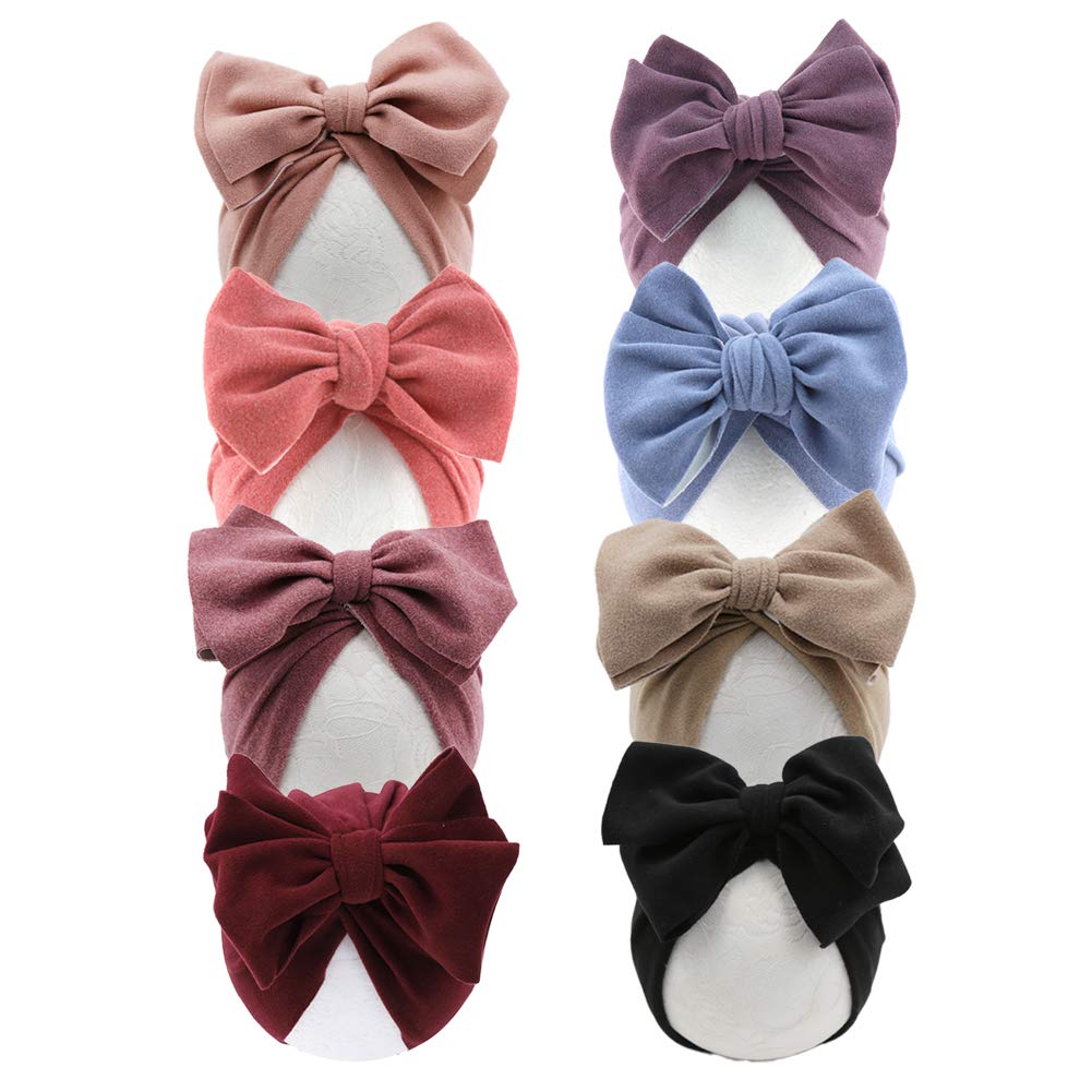 Baby Turban mit Haarschleife, weiche Mütze für Neugeborene und Kinder