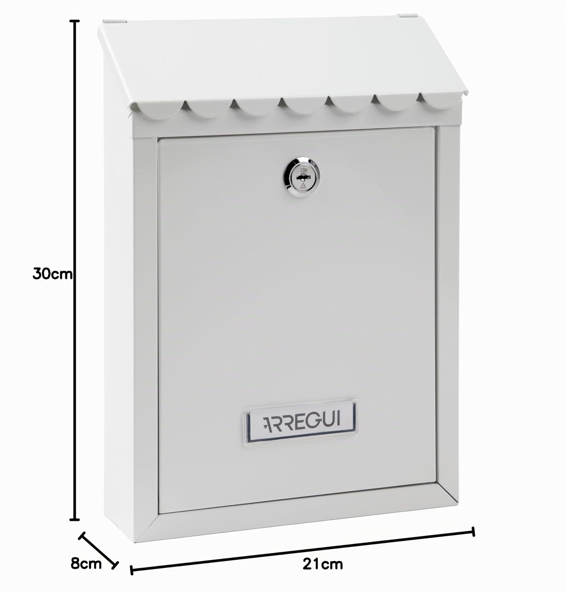 ARREGUI Civic E5721-C Boîte aux lettres extérieure en acier Taille S (courrier DIN A5) Petite boîte aux lettres murale individuelle Facile à installer Blanc