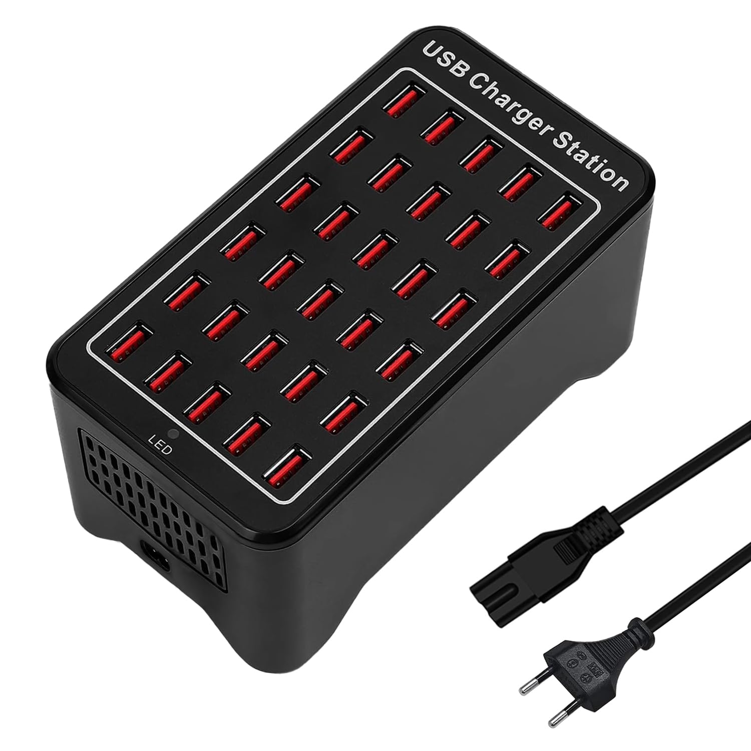 Caricatore USB a 30 Porte,150W/30A Caricatore intelligente USB, Hub di ricarica da tavolo 30 in 1, Della stazione di ricarica a più porte per Samsung/iPhone/iPad/Google Pixel/Tablet ed elettronica USB
