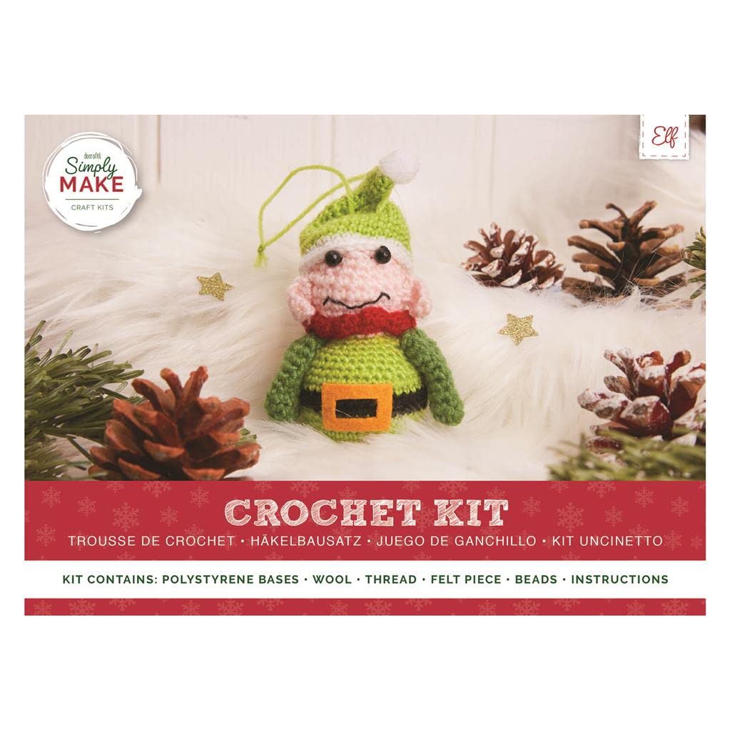 Simply Make Crochet Kit - Elf Kit - Perfect Beginners Crochet Yarn Knitting Set - Ideal Crochet Kits for Beginners Adults with Hook Tool Kit and Wool Yarn for Crochet - Craft Kit