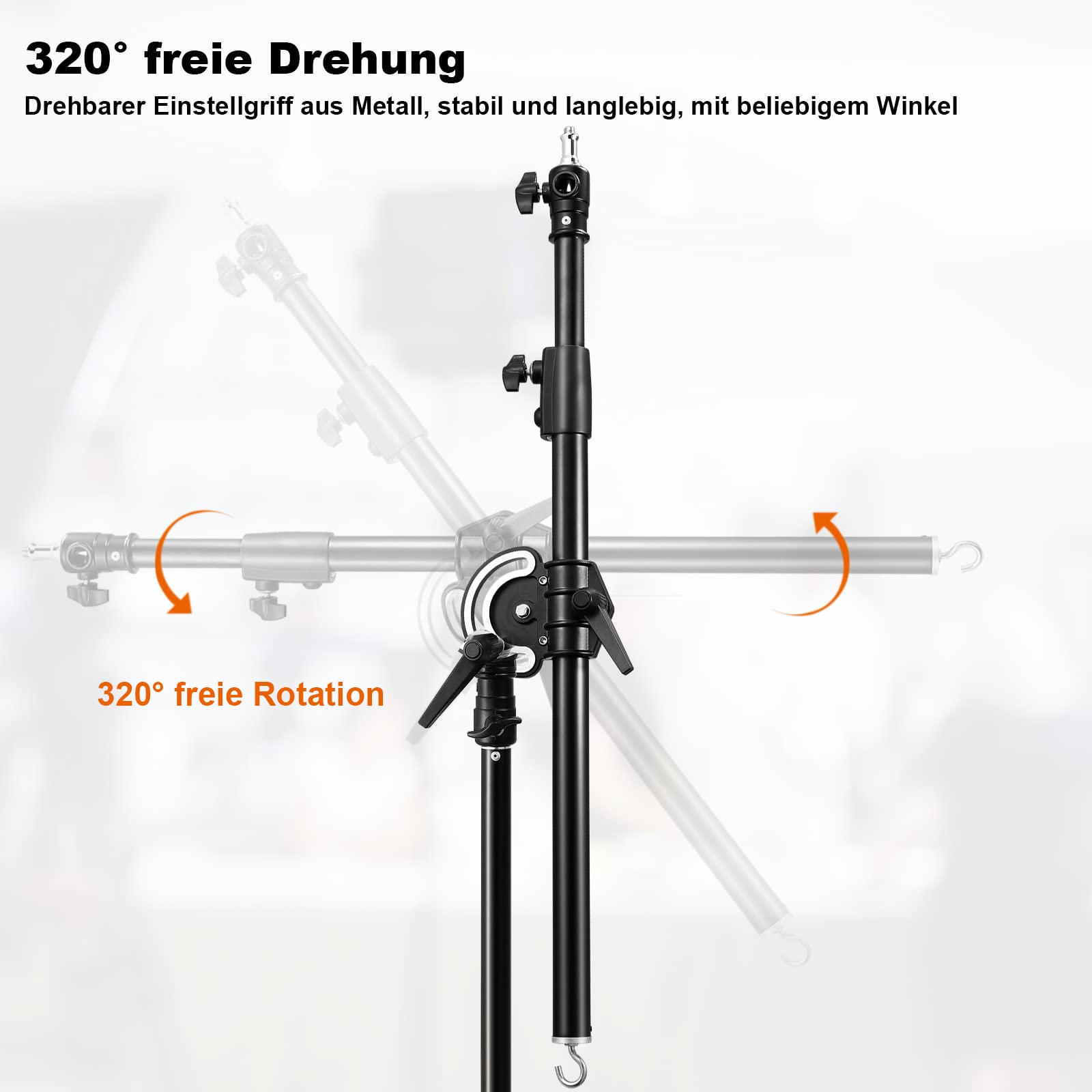 SOONPHO Auslegerarm Pro Galgen Gegengewicht 83-158cm mit Beschwerungstasche und 1/4" 3/8".Schwarz Galgenstativ Verlängerungsgriff Arm Rostfreier Stahl für C-Stand Lichtstative Fotostudio