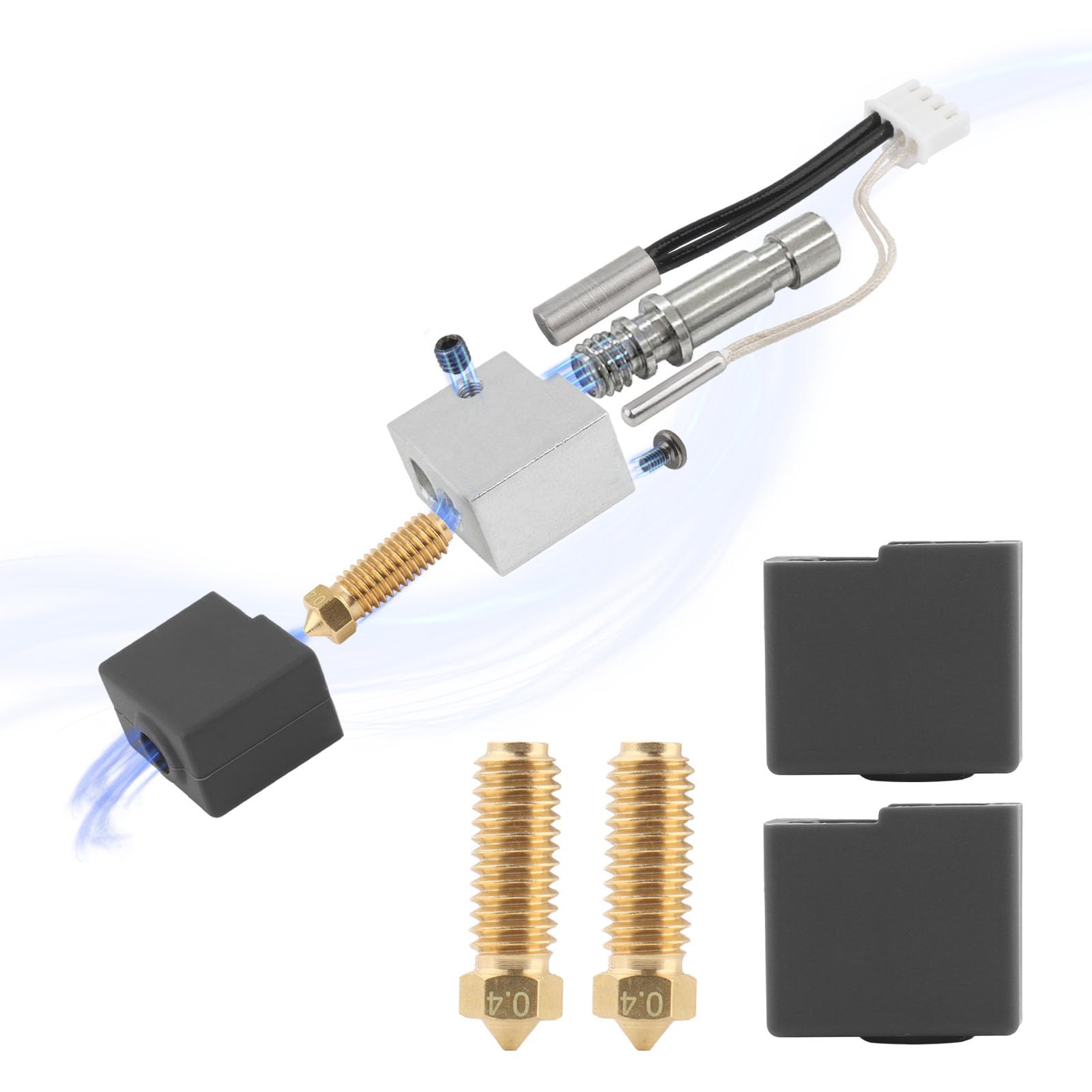 TGHongKy Keramik Hotend für Anycubic Kobra S1 3D Drucker Ersatz mit Messingdüse Silikonhülse 0.4MM Gehärtete Düse