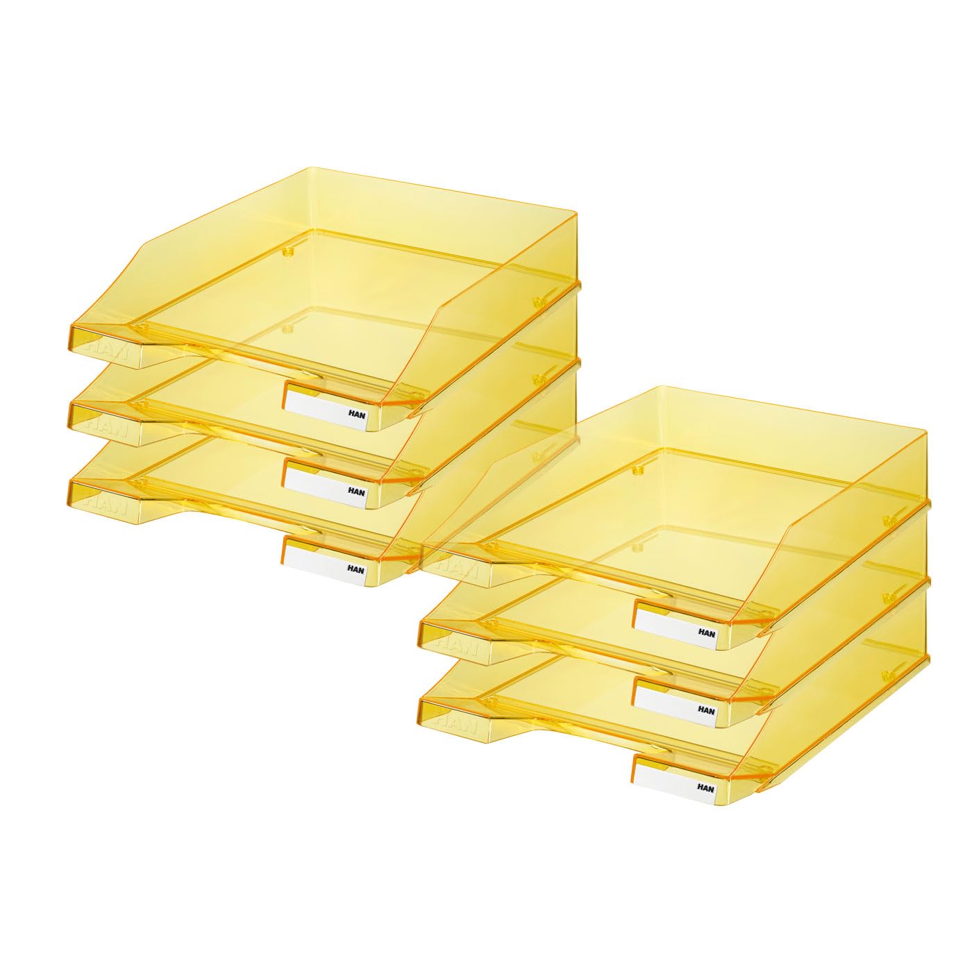 HAN 1026-X-25, KLASSIK letter tray. Modern, stylish, transparent and glossy, pack of 6, transparent-yellow