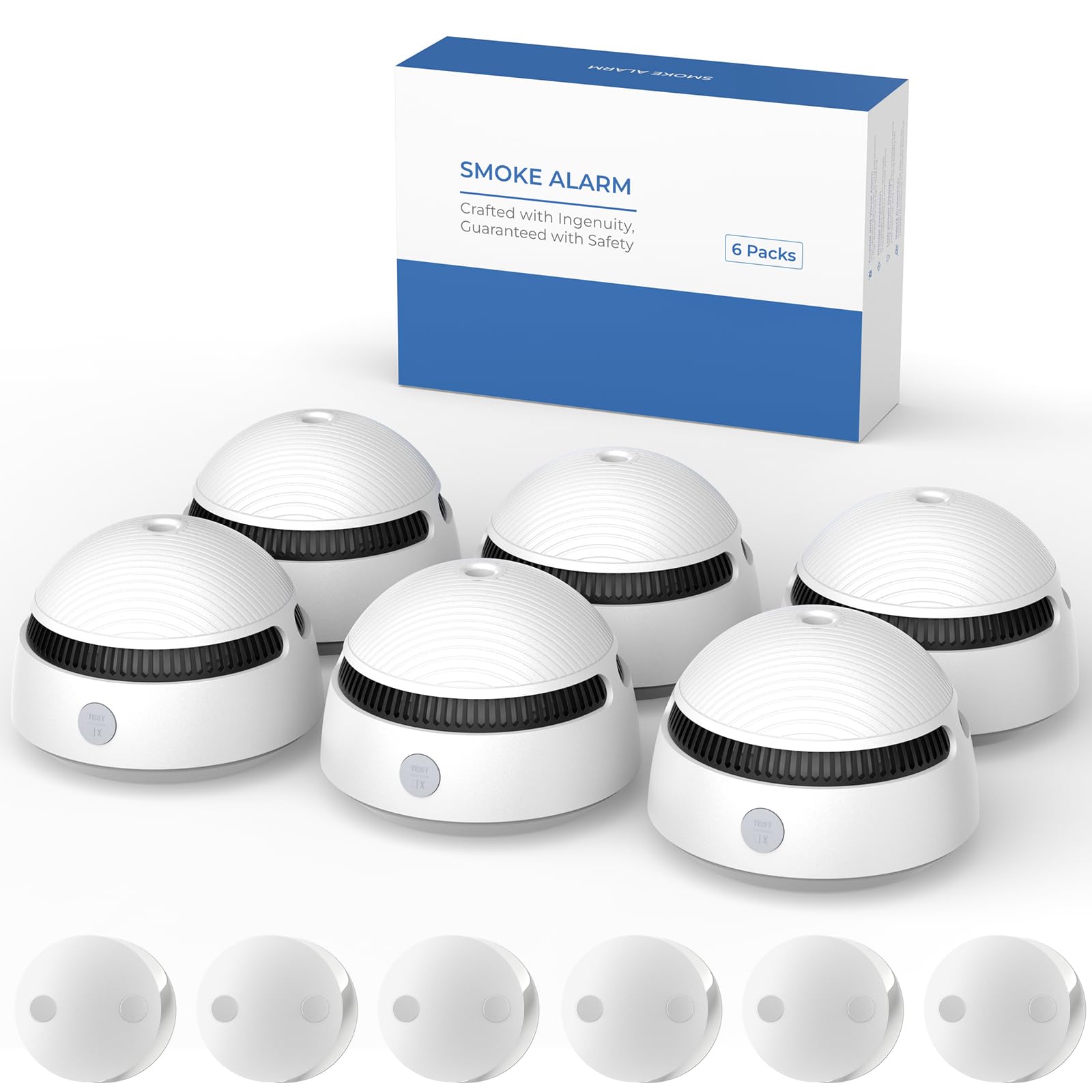 Smoke Alarm for Home,Smoke Detector with 10-Year Battery,6 PCS