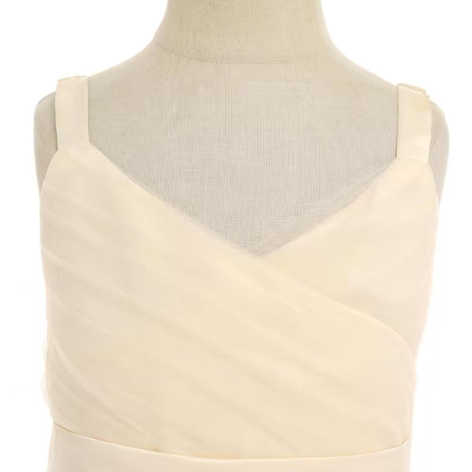 Genérico Vestido de cumpleaños Infantil con Tirantes de Encaje Bordado (3 a 14 años) (Beige, 10-12 Years)