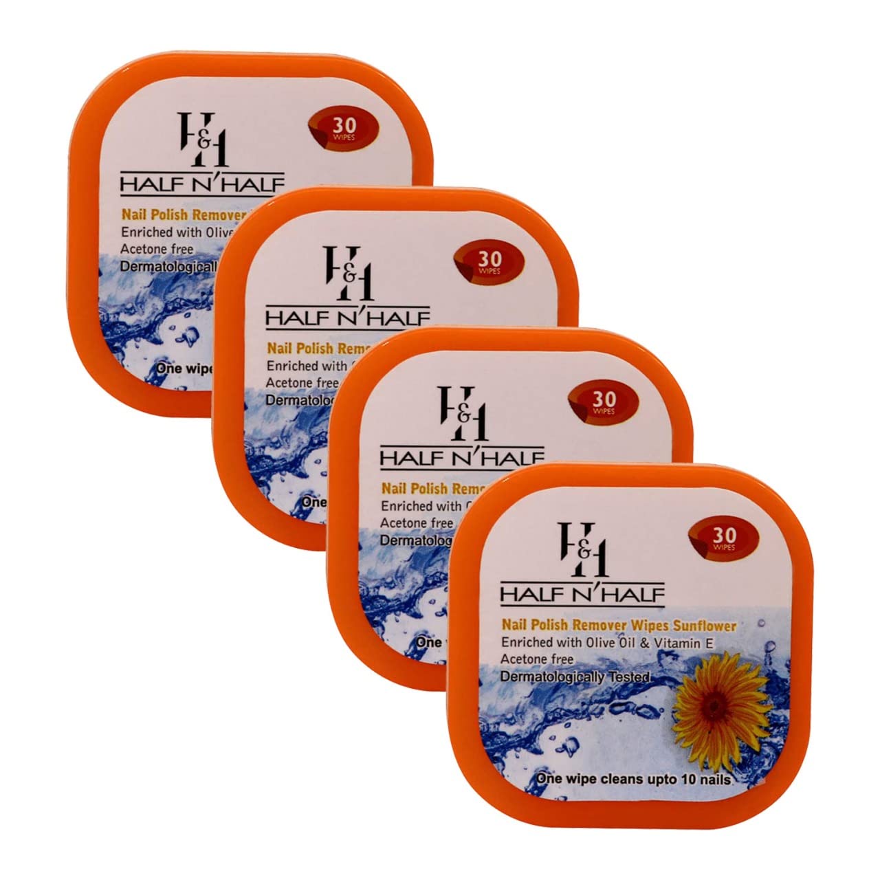 Half N Half Nail Polish Remover Wipes, Sunflower (30Pcs Each Box) Pack of 4-picture-14