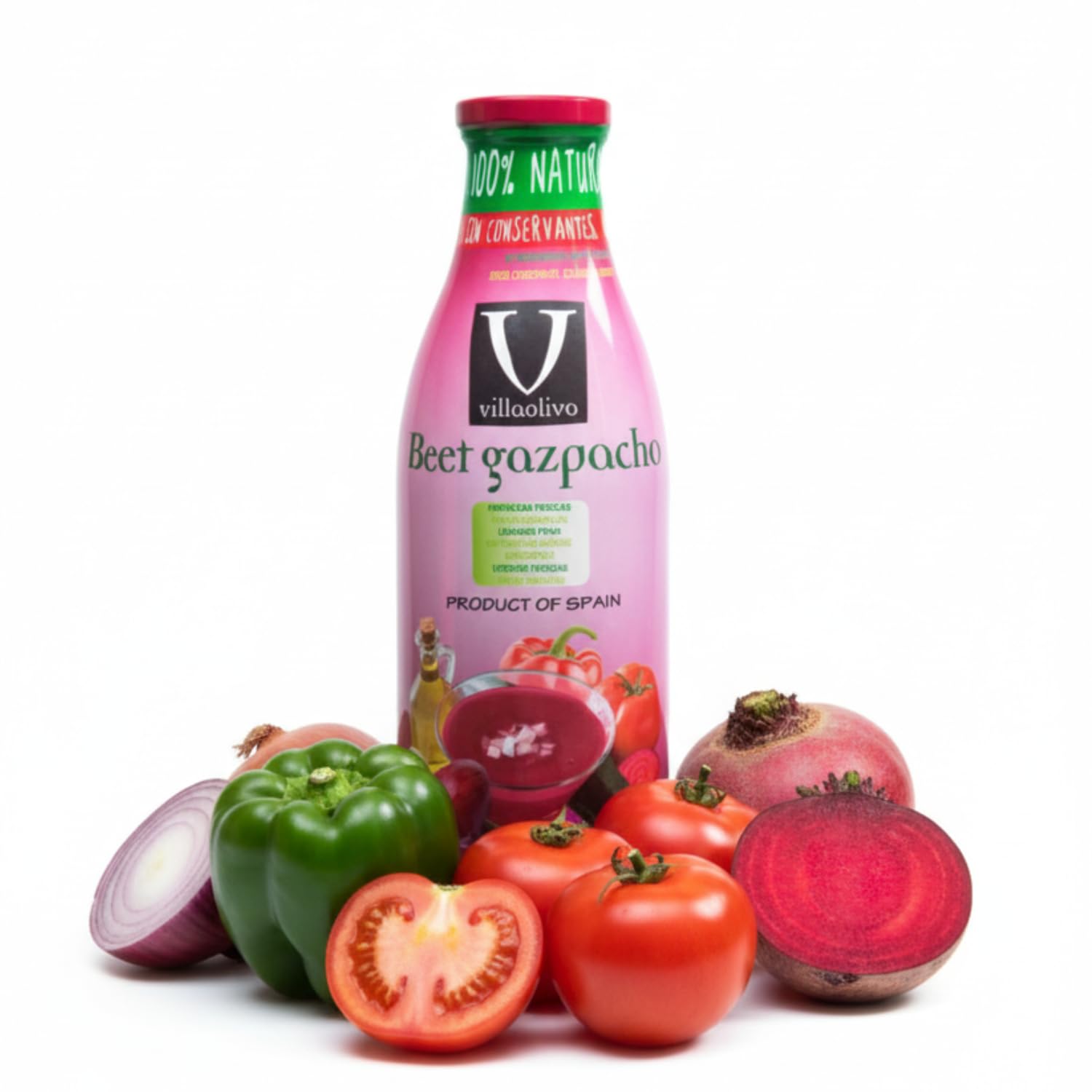 Villaolivo – Gazpacho de Remolacha 1L | Pack 6 Unidades | 100% Natural | Sin Conservantes | Receta Vegetal y Refrescante