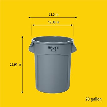 Rubbermaid Commercial Products Brute Vented Container | Heavy-Duty Large Plastic Waste Bin | 76 l, White