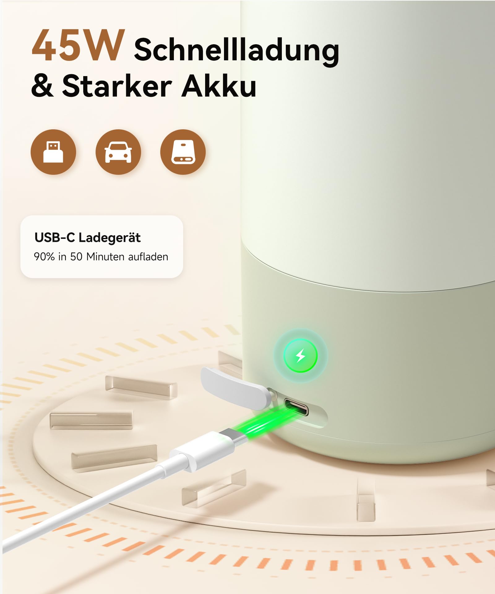 Flaschenwärmer Baby unterwegs Kabellos, Schneller Erwärmer 500 ml | Präzise Temperaturregelung, 316 Edelstahl, 14800mAh Akku, USB-C, Trockengehschutz, Auslaufsicher, unterwegs & Auto