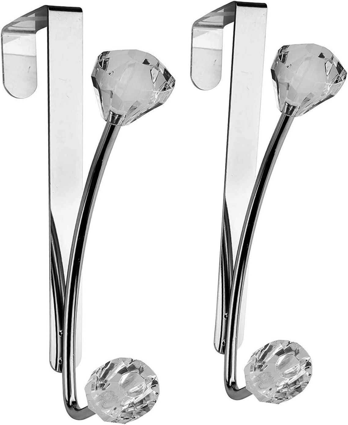 Set Of 2 - 4 Hook Over Door Crystal Hanger for Coat, Hat, Towel, Clothes - MASS DYNAMIC