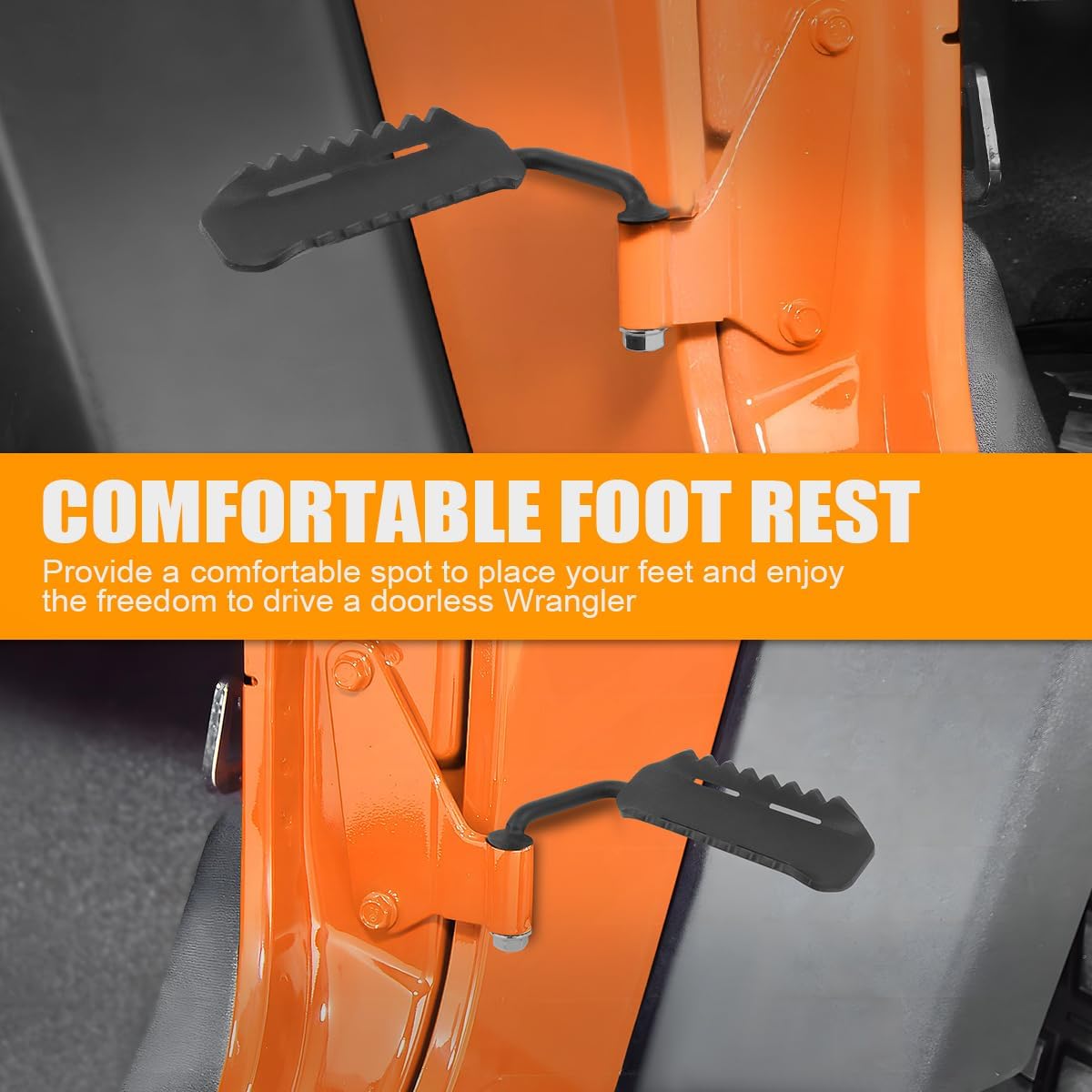 Front Foot Pegs, Foot Pegs Door Hinge Foot Step Metal Steel Foot Rest Pedals Compatible with Jeep JK Wrangler 2007-2018 (2 Pack)