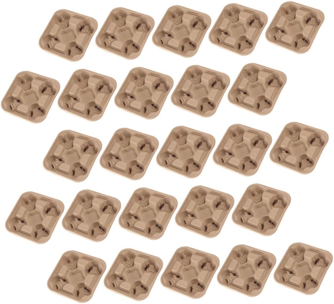 25pcs Convenient Cup Holder Paper Drink Carrier Tray for Milk Tea Coffee Takeout Beverage Packing for Safe Transport