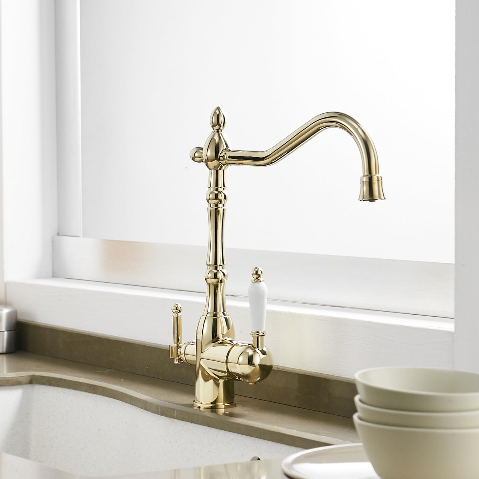 Grifo de cocina de 3 vías, grifo de filtro de agua para beber, mezclador de fregadero de cocina, grifo purificador de agua 3 en 1