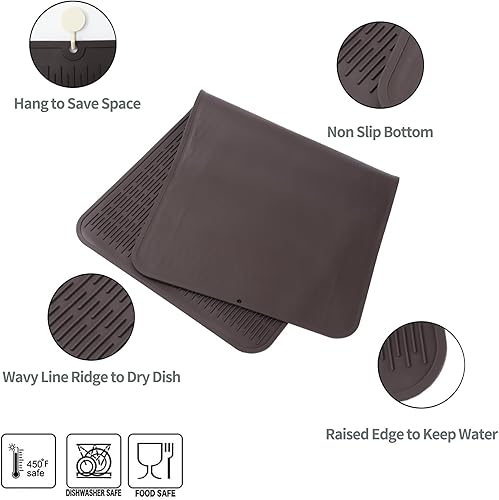 Miniatura 109 de Tapete de silicona para secado de platos para múltiples usos, fácil de limpiar, ecológico, resistente al calor, tapete de silicona para encimera