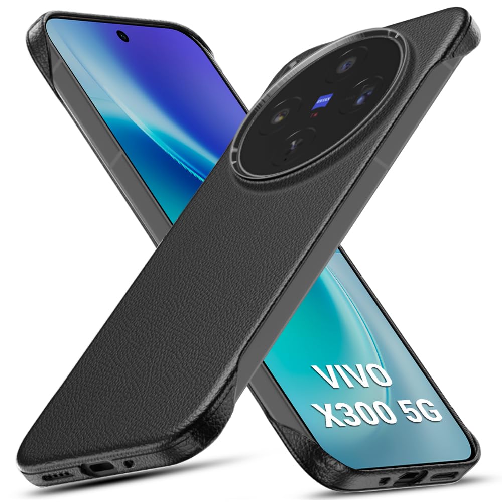 TheGiftKart Hybrid Ultimate Slim Back Case Cover for Vivo X300 5G | Lightweight Profile | Hard Back Case Cover for Vivo X300 5G (PC & TPU, Metal Camera Ring, Leather Texture Finish, Black)-image-22