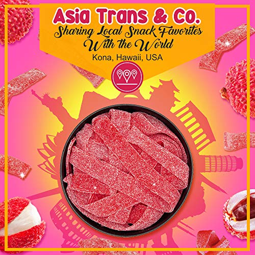 Asia Trans Lychee Belt Strips With Li Hing Mui Plum Powder | Hawaiian Favorite | Sweet & Sour Soft Gummy Candy #TOP5