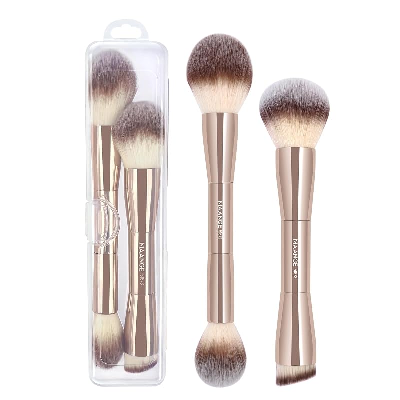 Kit de Pincéis de Maquiagem MAANGE com 2 Unidades, Dupla Face, Dourado
