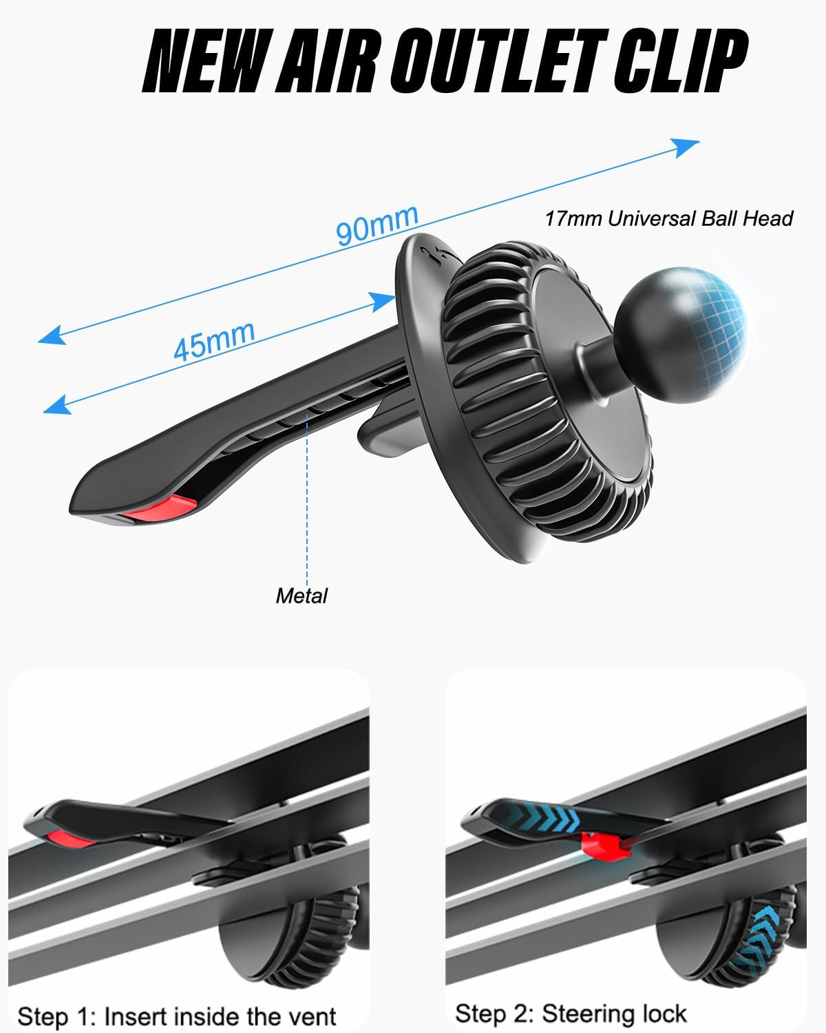 Z Fold Car Holder - [Foldable Phone Friendly] Air Vent Car Tablet Mount, 360° Rotatable Metal Hook Tablet Clip Stand for Samasung Galaxy Fold 7 6 5 4 3 2, Tabs, Google Pixel 9 Pro Fold, iPad, iPhone