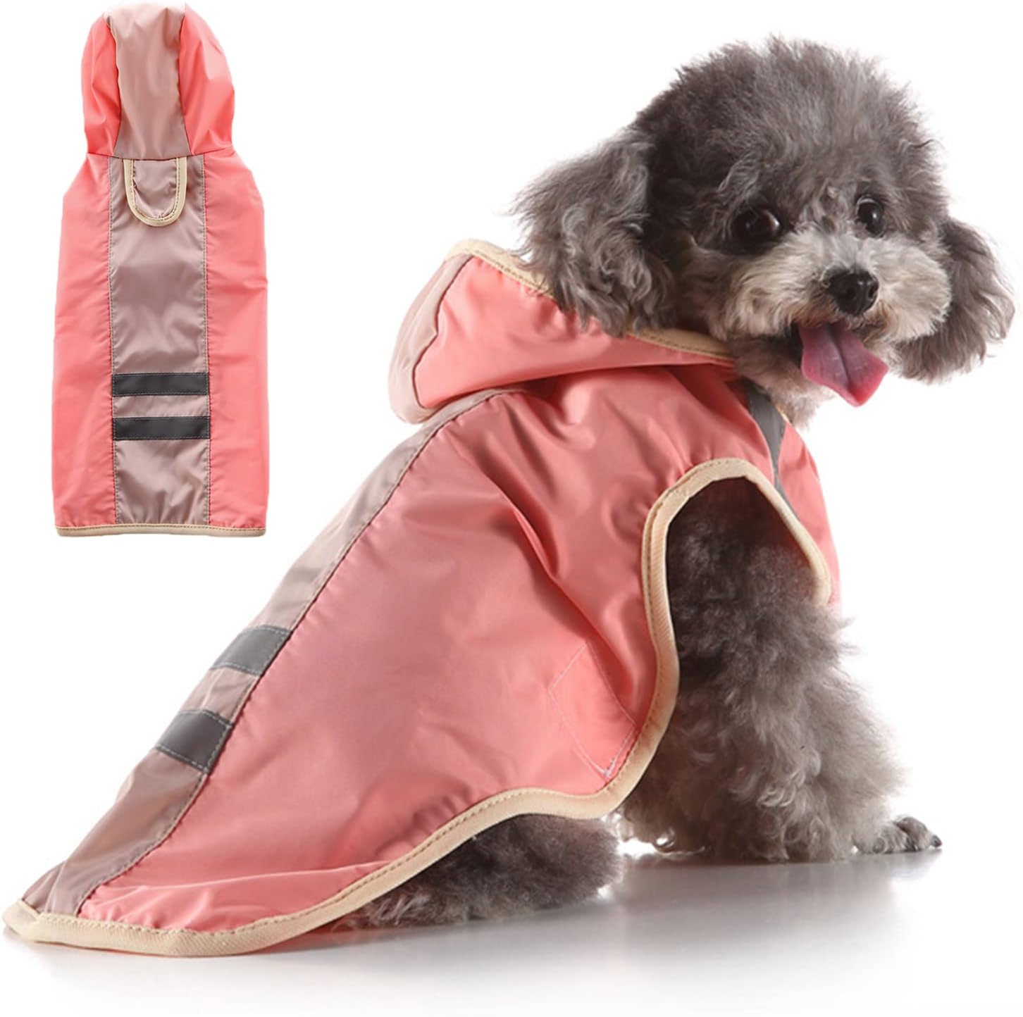 Dog Raincoat Hooded Slicker Poncho Rainproof Jacket with Leash Hole/Reflective Stripe Windproof Clothes for Small Medium Large Dogs Breathable