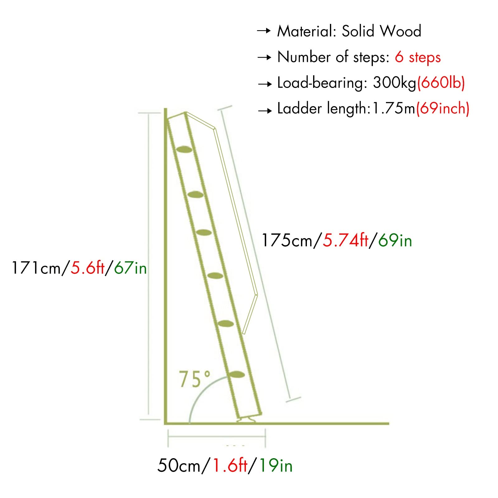 Escalera de Madera con peldaños para niños y Personas Mayores. Acceso a literas en ángulo cabañas de Camping. Diseño Seguro y Resistente para facilitar la Subida.