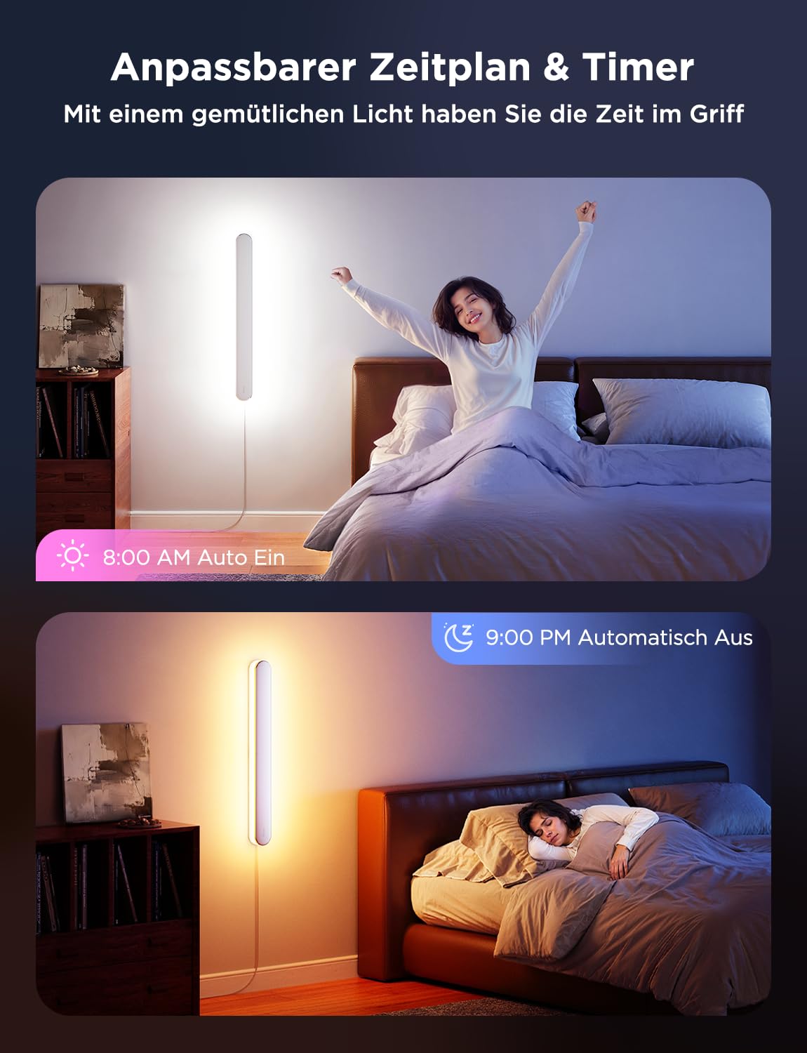 Govee RGBICW Wandleuchte Innen 1200lm Smart LED Wandlampe Musik-Sync 1Stück | Smart Wandleuchte Kompatibel mit Matter, Alexa & Google Assistant, Indirekte Beleuchtung für Wohnzimmer, Treppe, Flur