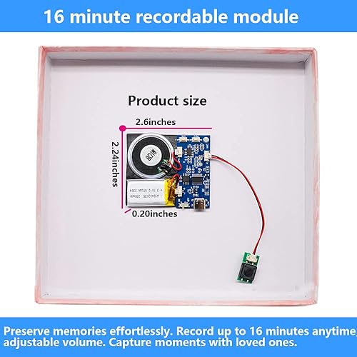 Miniatura 4 de Módulo - Módulo de sonido activado por botón pulsador de 16 MB con altavoz, cable tipo C y capacidad de grabación fácil de 16 minutos para saludos