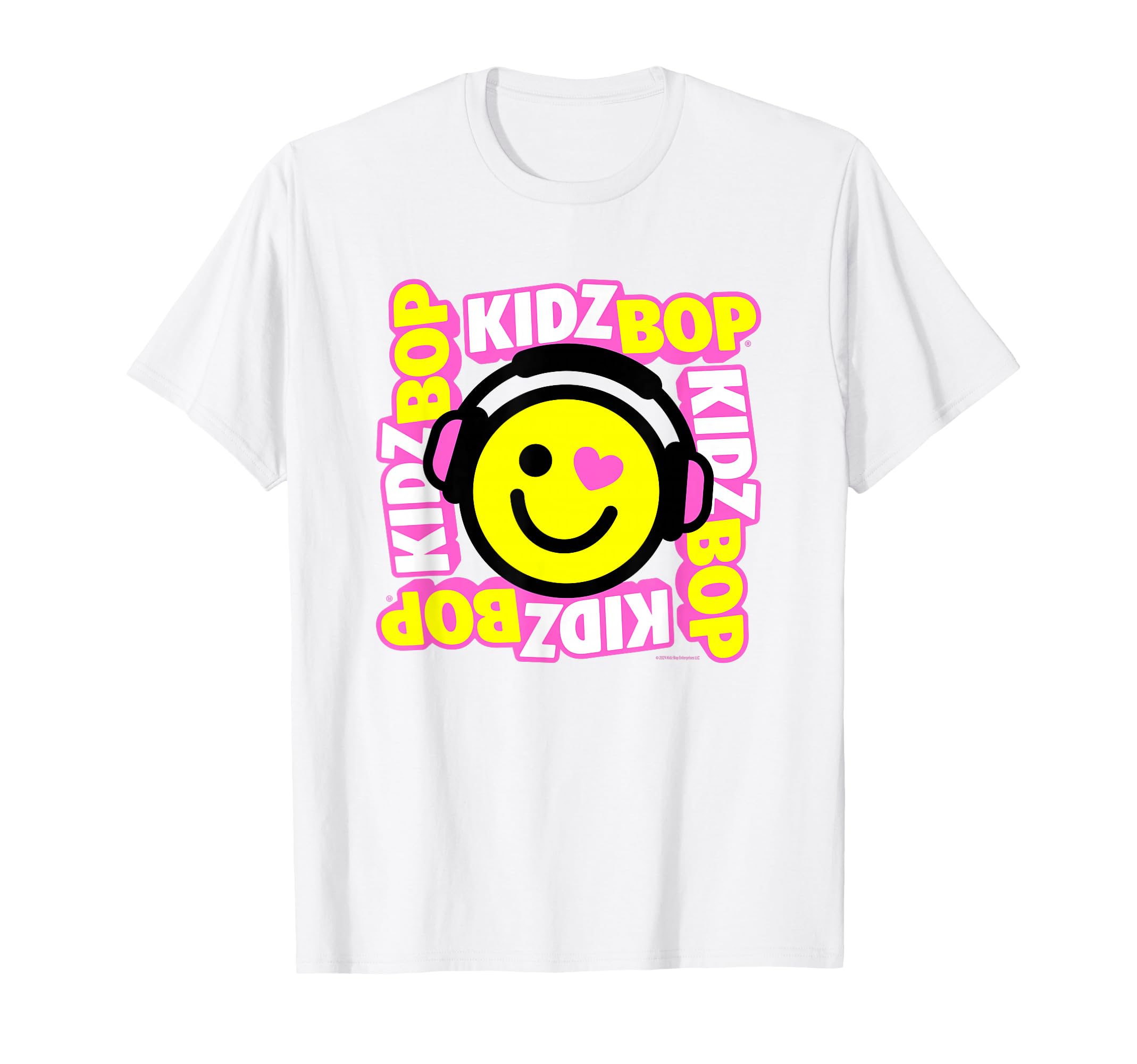 Kidz BOP Merch – Heart Smiley Face with Headphones T-Shirt