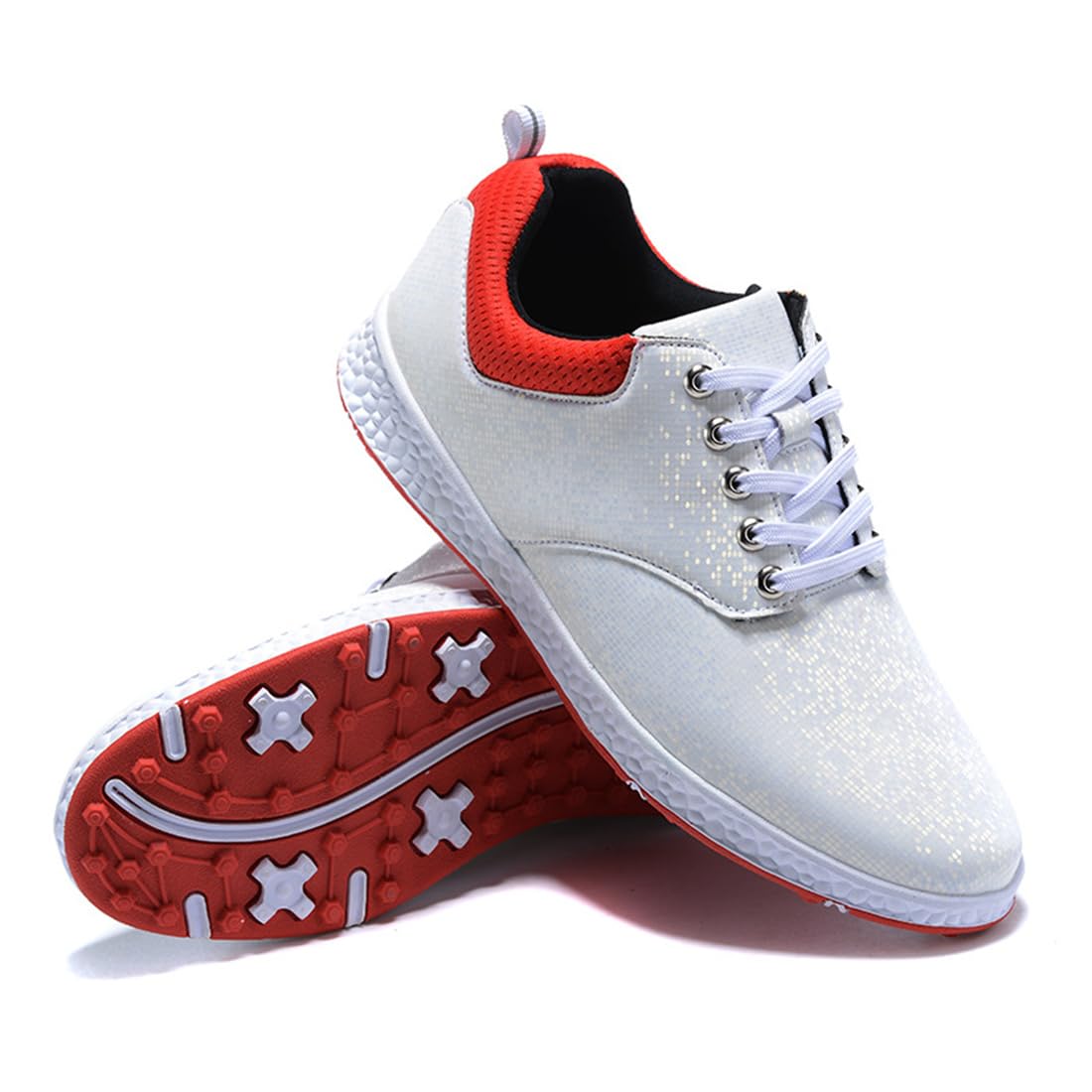 DAMANDO Golf Trainers for Women, Ladies Spikeless Golf Training Shoes Fashion Golfing Footwear for Gym Fitness,White,8.5