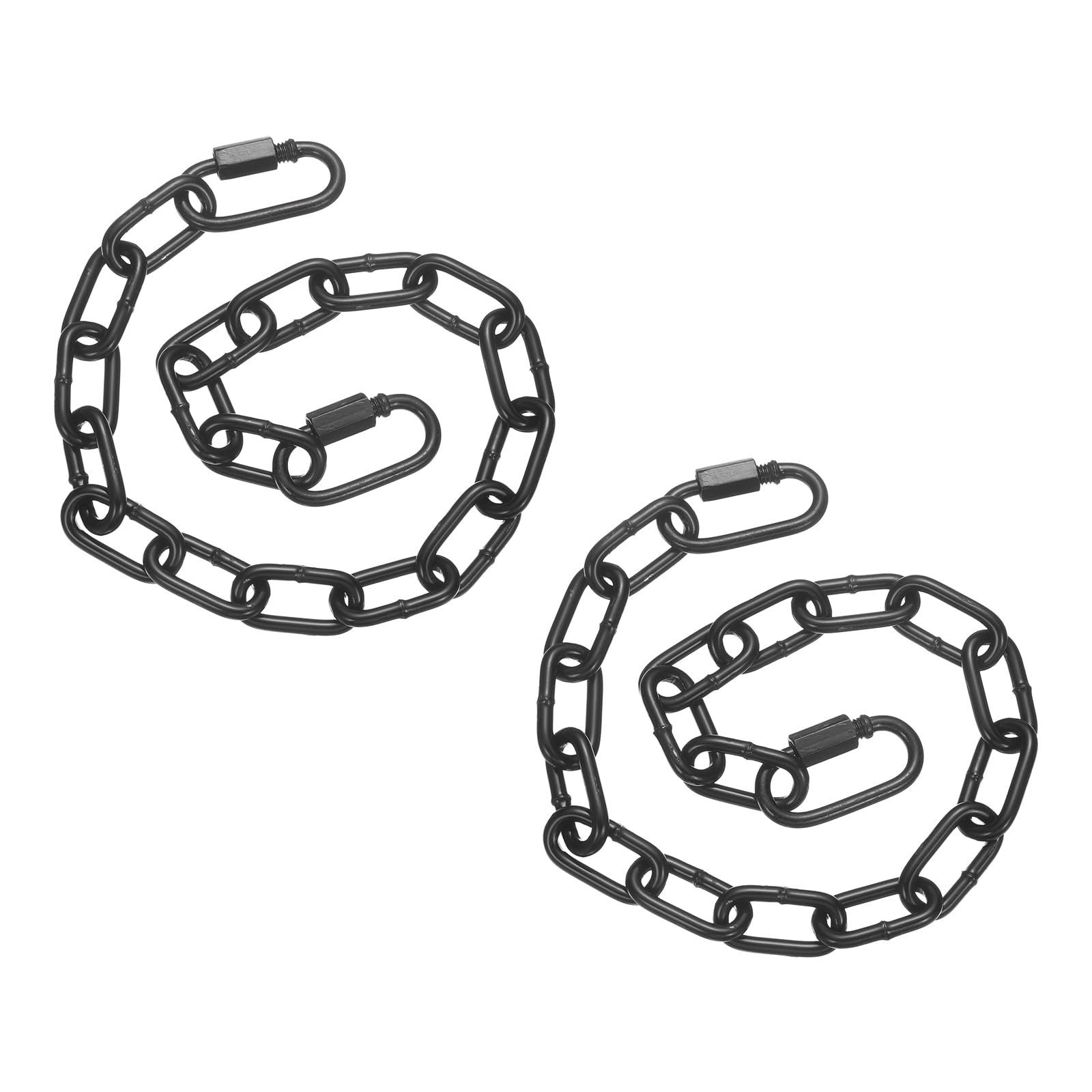 PATIKIL 2 Pcs Gate Chain Lock, 19 in x 4mm Dia Alloy Steel Hanging Chain Lock with 2 Clasps for Stall Barn Fence Gate Hammock Swing Punching Sandbag Yoga Gym, Black
