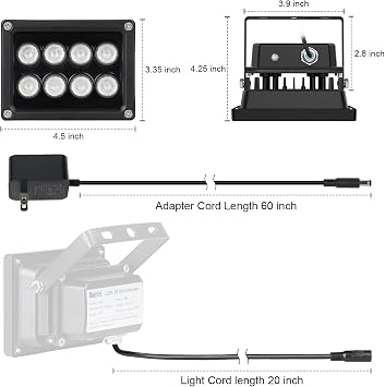 Univivi 8-LEDs IR Illuminator 850nm Infrared Flood Light for Night Vision