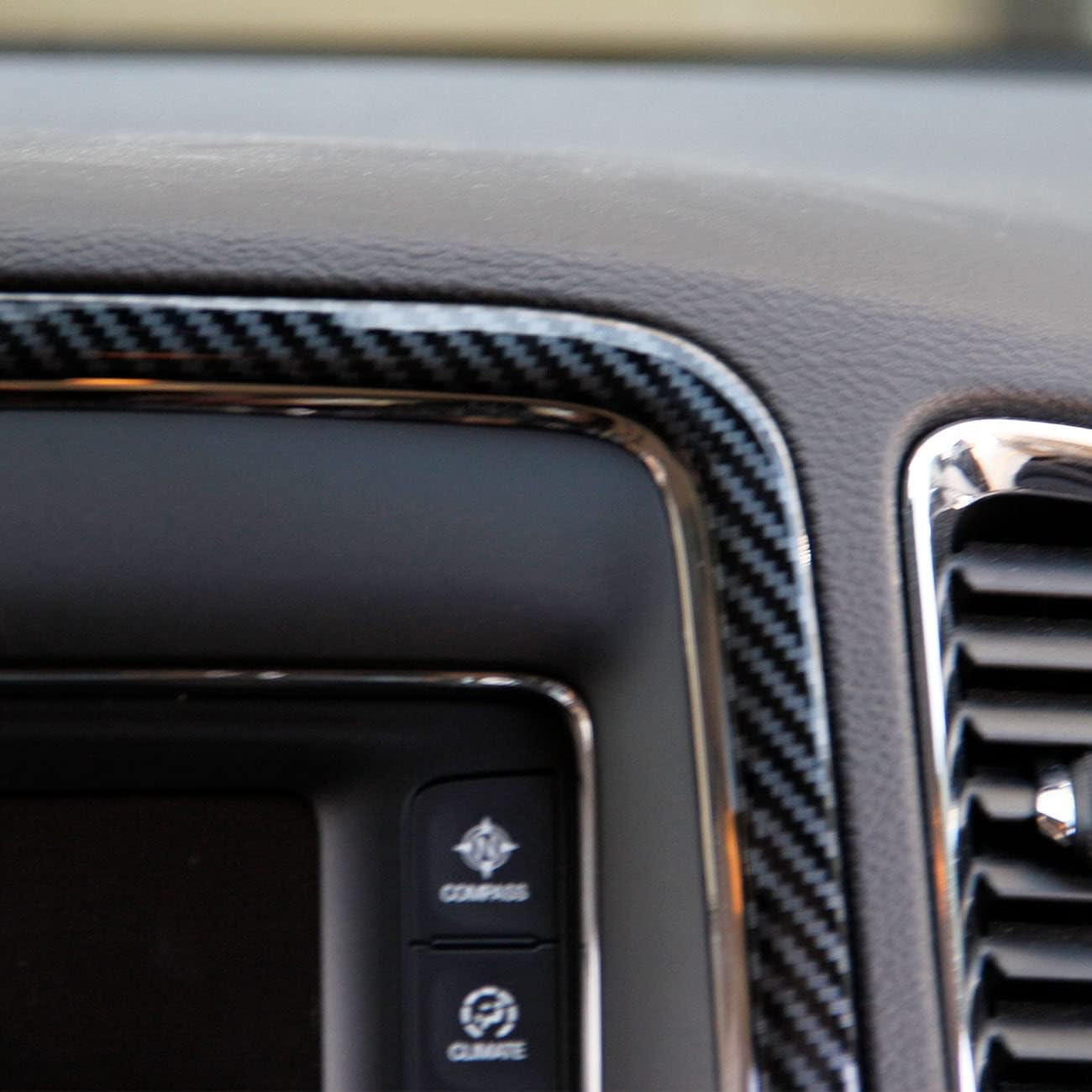 crosselec Carbon Fiber Interior GPS Navigation Panel Frame Cover Trim for Dodge Durango 2014-2020