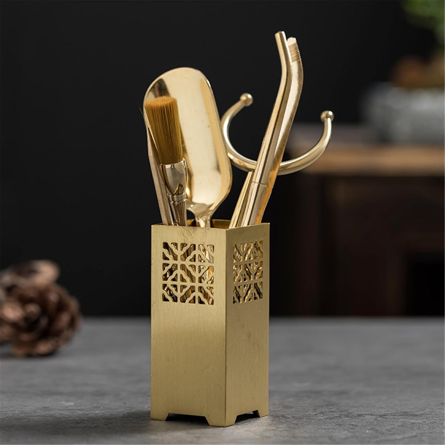 Tea Ceremony Kung Fu Tea Set Accessories Brass Tea Making Tools Tea Pen Tea Clamp Spoon Knife-Color8