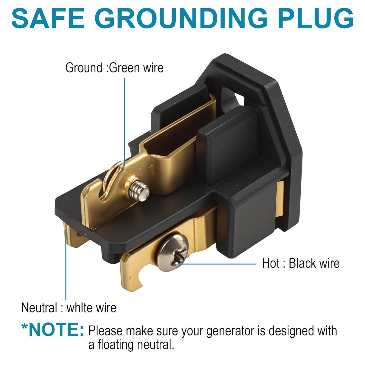 3 Wire Grounding Plug Extension Cord Straight Blade Adapter Replacement Electrical Connector End Female,15A 125V Black,3Pack Ground Neutral Generator Plug,3 Prong Power Cord