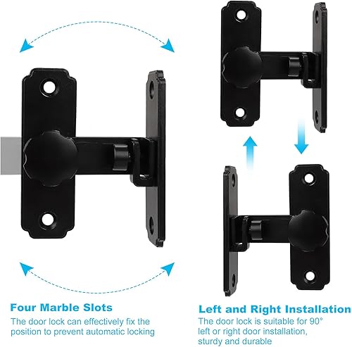 Miniatura 3 de CYEAH Pestillos de puerta resistentes de 90 grados, pestillo abatible, cerradura de cerrojo de puerta de seguridad, cerradura de puerta corredera de