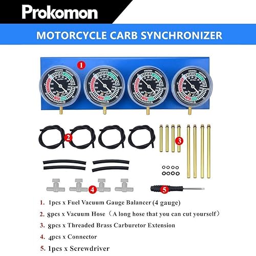 Miniatura 2 de Prokomon Kit de calibradores de sincronización de carburador de carbohidratos para motocicleta, calibrador de vacío de 24 cilindros